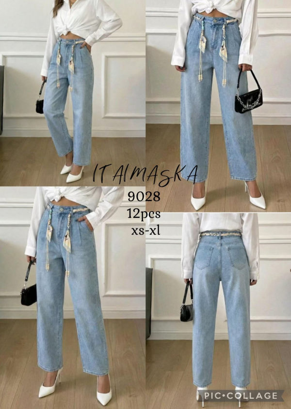 Spodnie damskie jeansy Roz XS-XL, 1 Kolor Paczka 12 szt